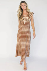 Maureen Ruffle Plaid Dress