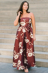 Rosette Strapless Maxi Gown