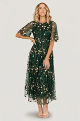 Arabella Embroidered Tulle Maxi Dress