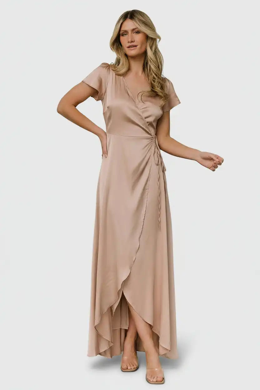 Krystal Satin Wrap Gown